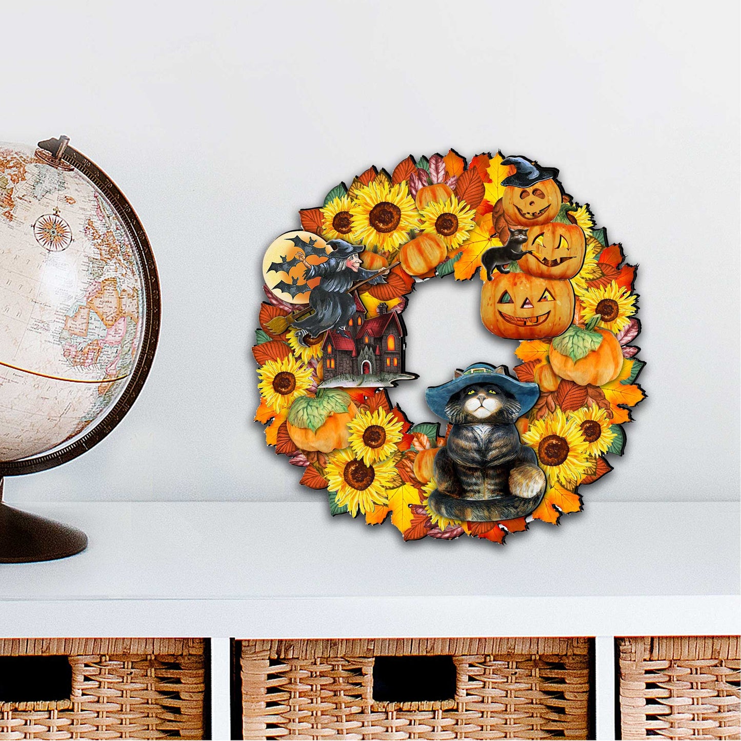 Halloween Holiday Door Wreath by G. DeBrekht - Thanksgiving Halloween Decor - 8185317H