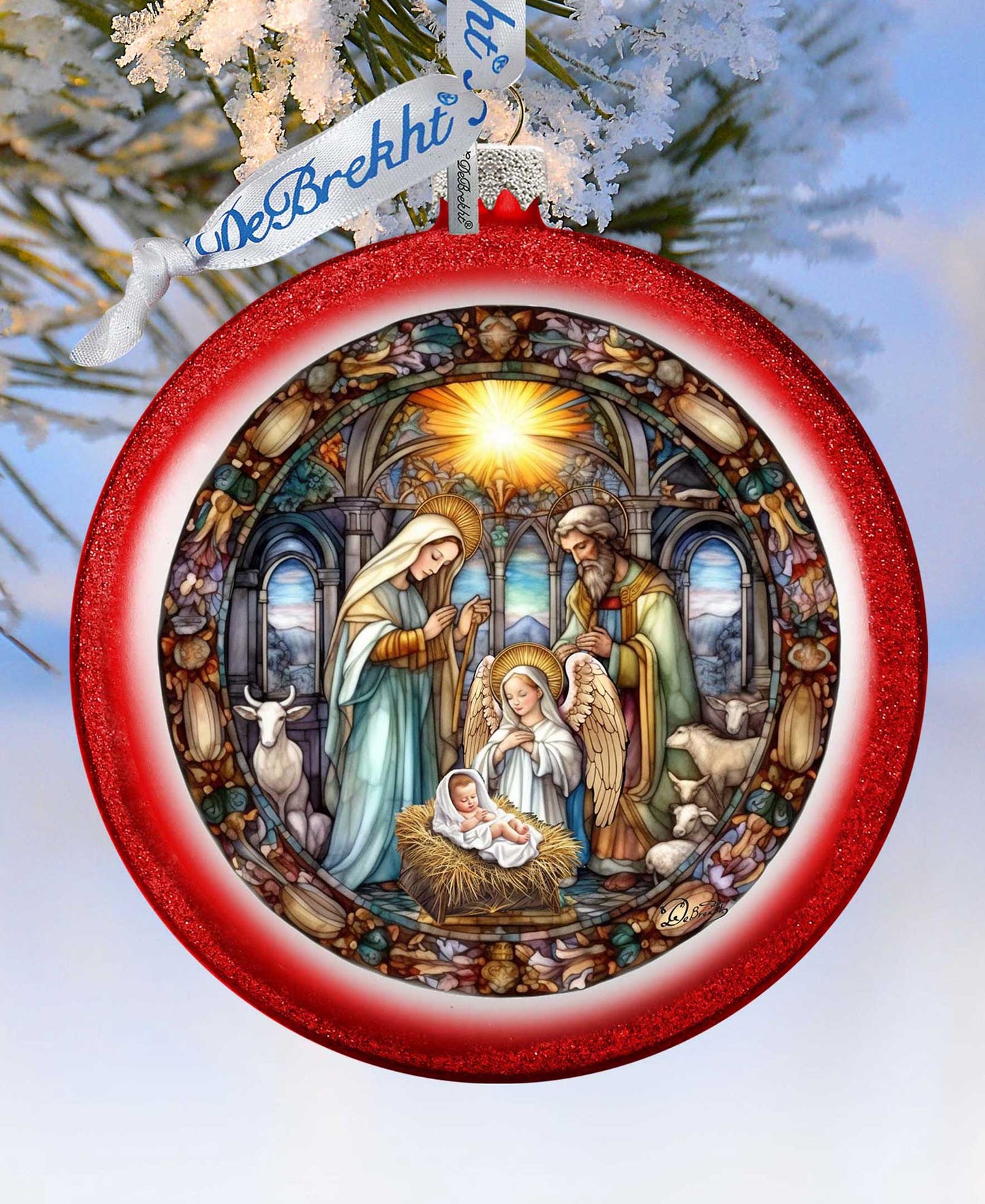 A Guiding Light Nativity Scene Ball Glass Ornament by G. Debrekht - Nativity Holiday Decor - 73566C