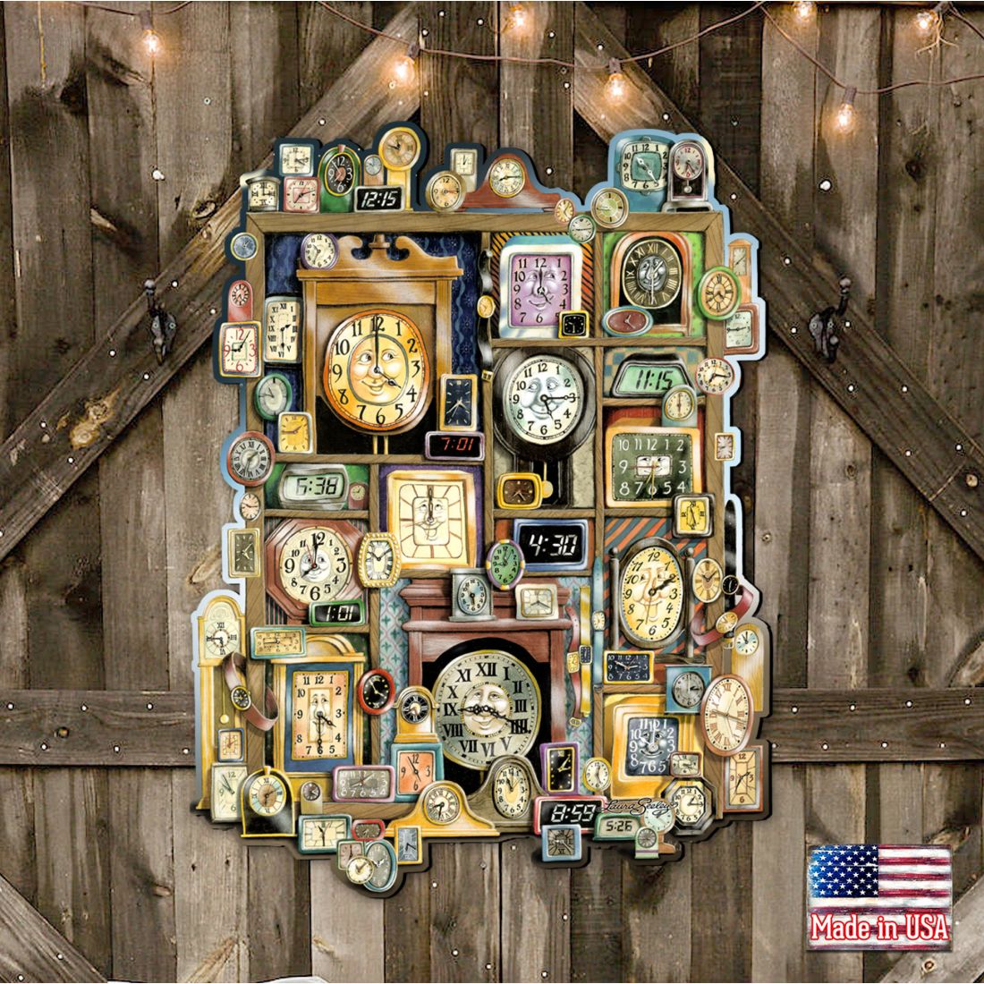 Telling Time Whimsical Wall Art by Laura Seeley - Love Family Kids Decor - 8513014-LS