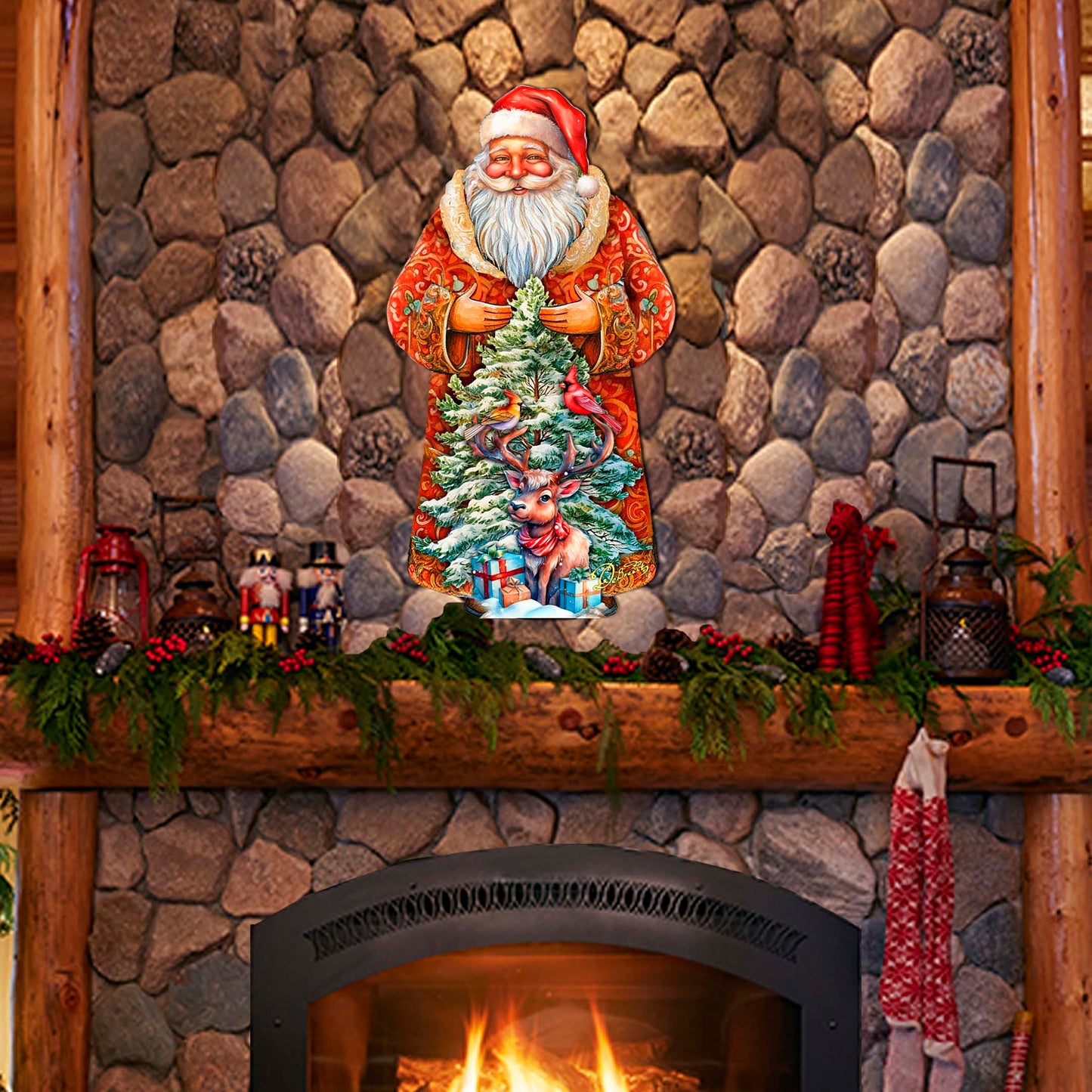 Santa with Forest Friends Holiday Door Decor by G. Debrekht - Christmas Santa Snowman Decor - 8691409H