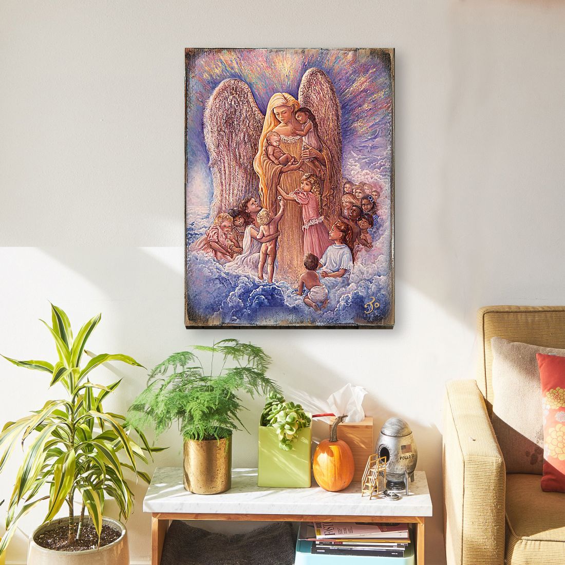 Blessing Mother Angel Fantasy Wooden Wall Art by Josephine Wall - Fantasy Decor - 852154-JW