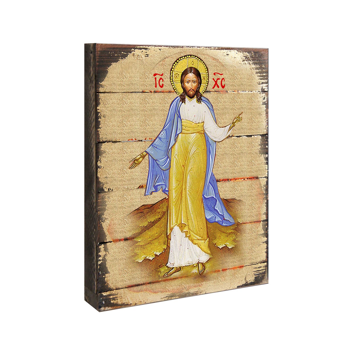 Jesus Wooden Gold Plated Religious Christian Sacred Icon - Inspirational Icon Decor - 85051