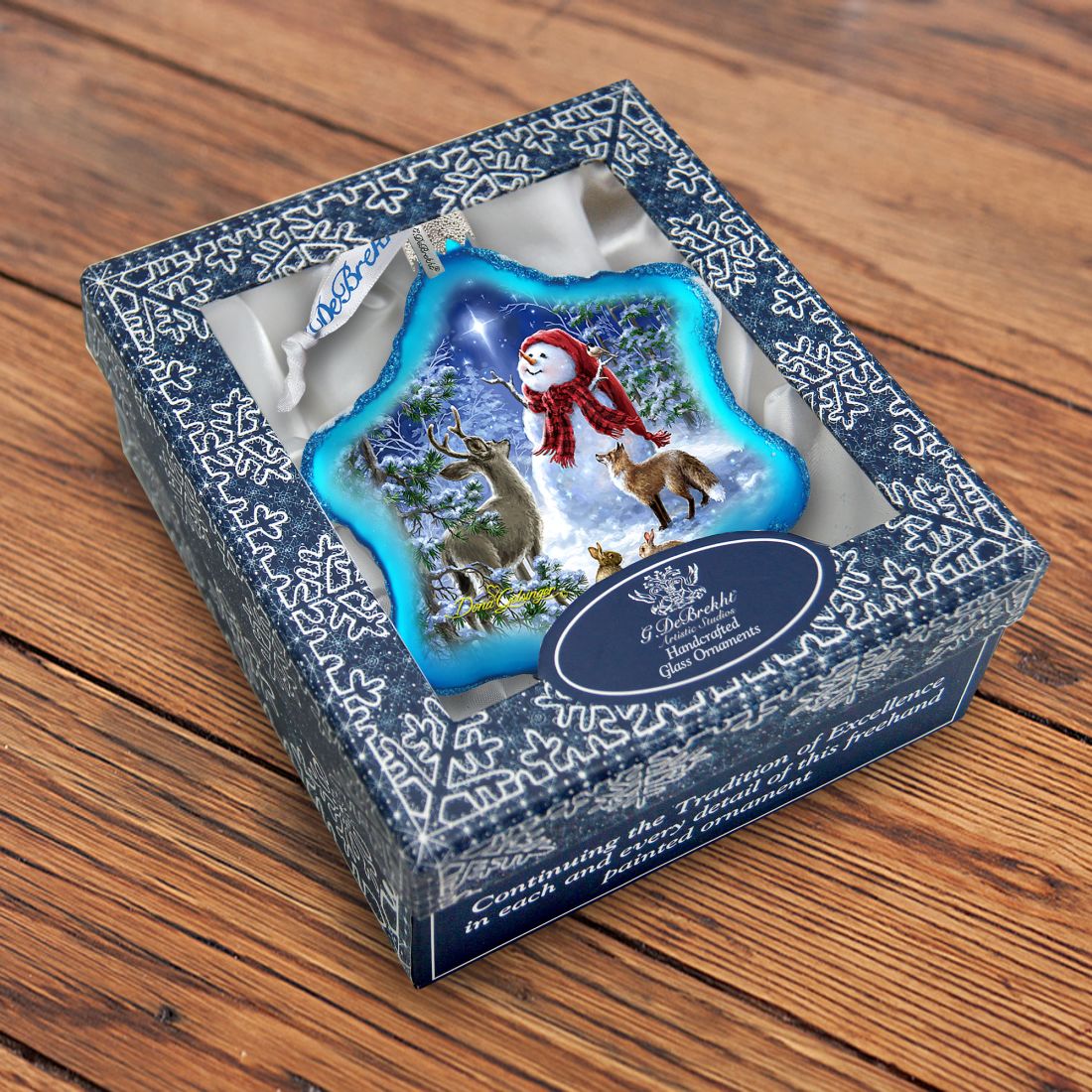 Heaven with Snowman Glass Ornament by D. Gelsinger - Christmas Santa Snowman Decor - 754-102B-DG