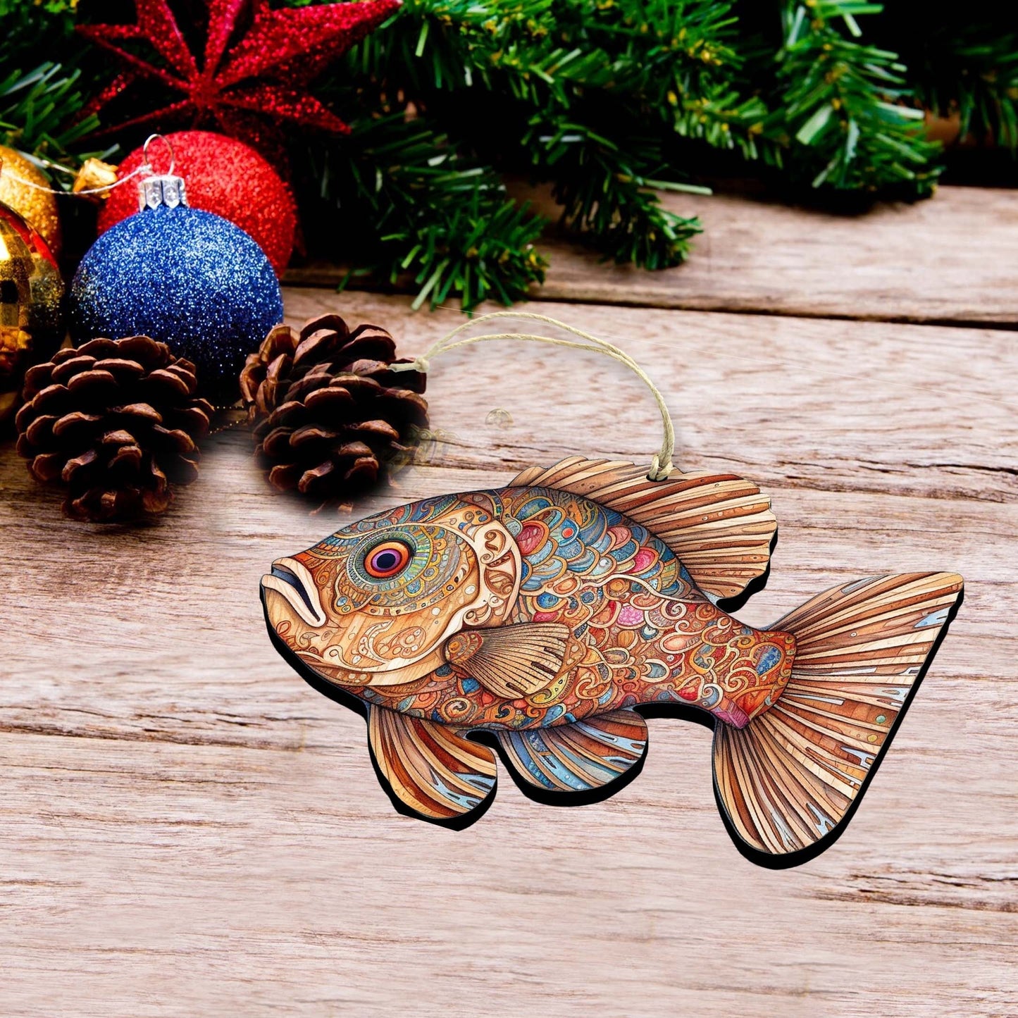 Coastal Fish Decorative Wooden Ornaments Set of 3 by G. Debrekht - Coastal Decor - 8091034-S3