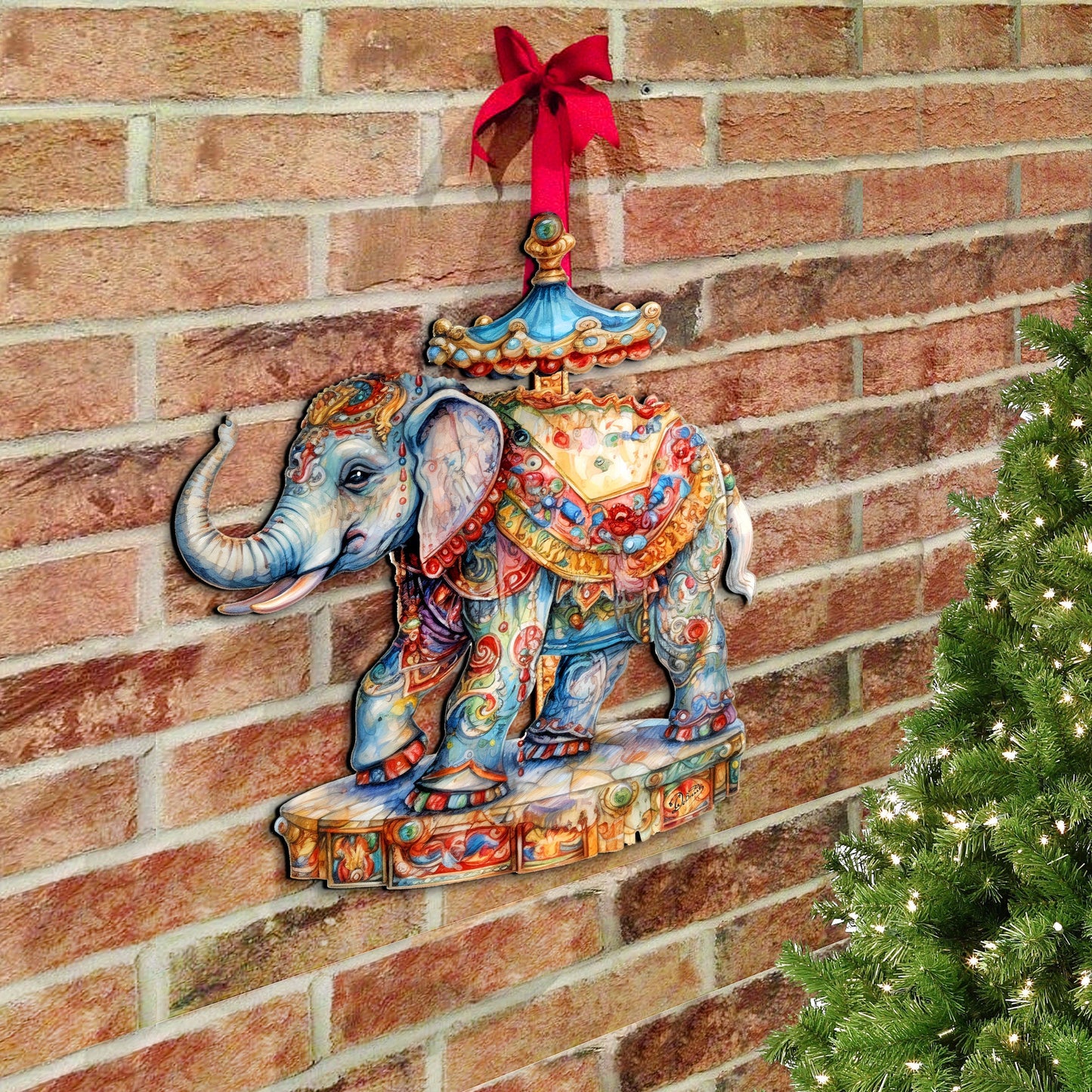 Carousel Elefant Holiday Door Decor  by G. Debrekht - Christmas Decor - 8611029H