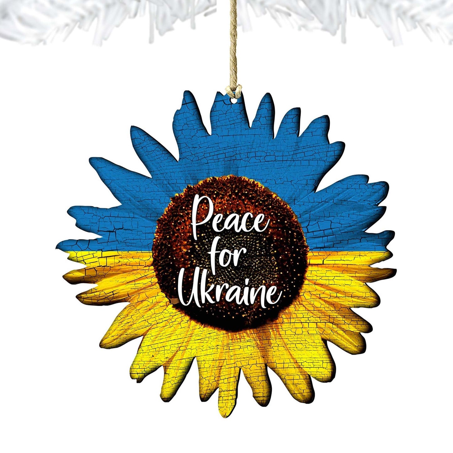 Piece for Ukraine Sunflower Wooden Ornaments - International Decor - 8187125