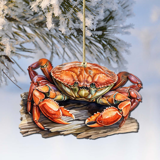 Alaskan Charming Crab Wooden Ornaments by G.Debrekht - Wildlife Holiday Decor - 8710121-2