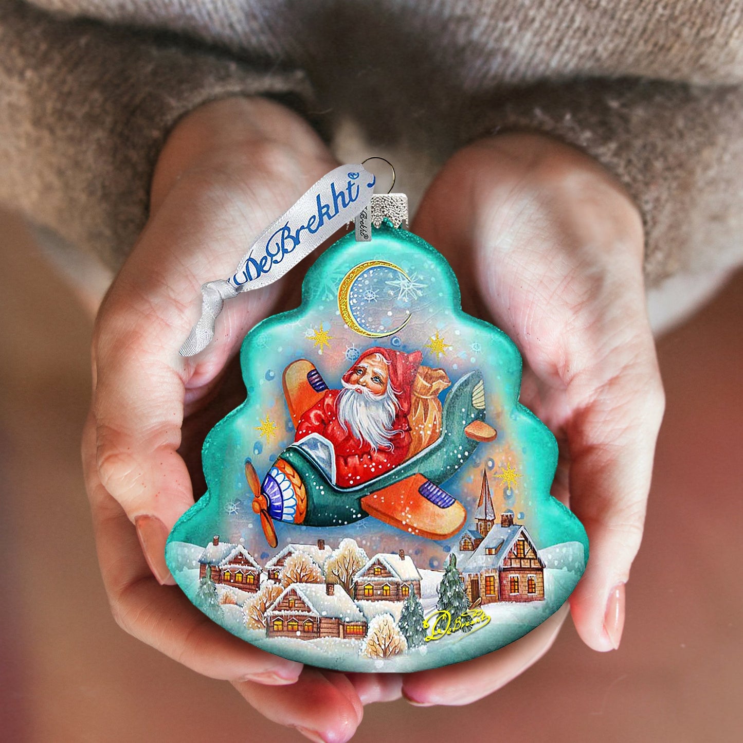 Christmas Aviator Glass Ornament by G. DeBrekht - Christmas Santa Snowman Decor - 762-017