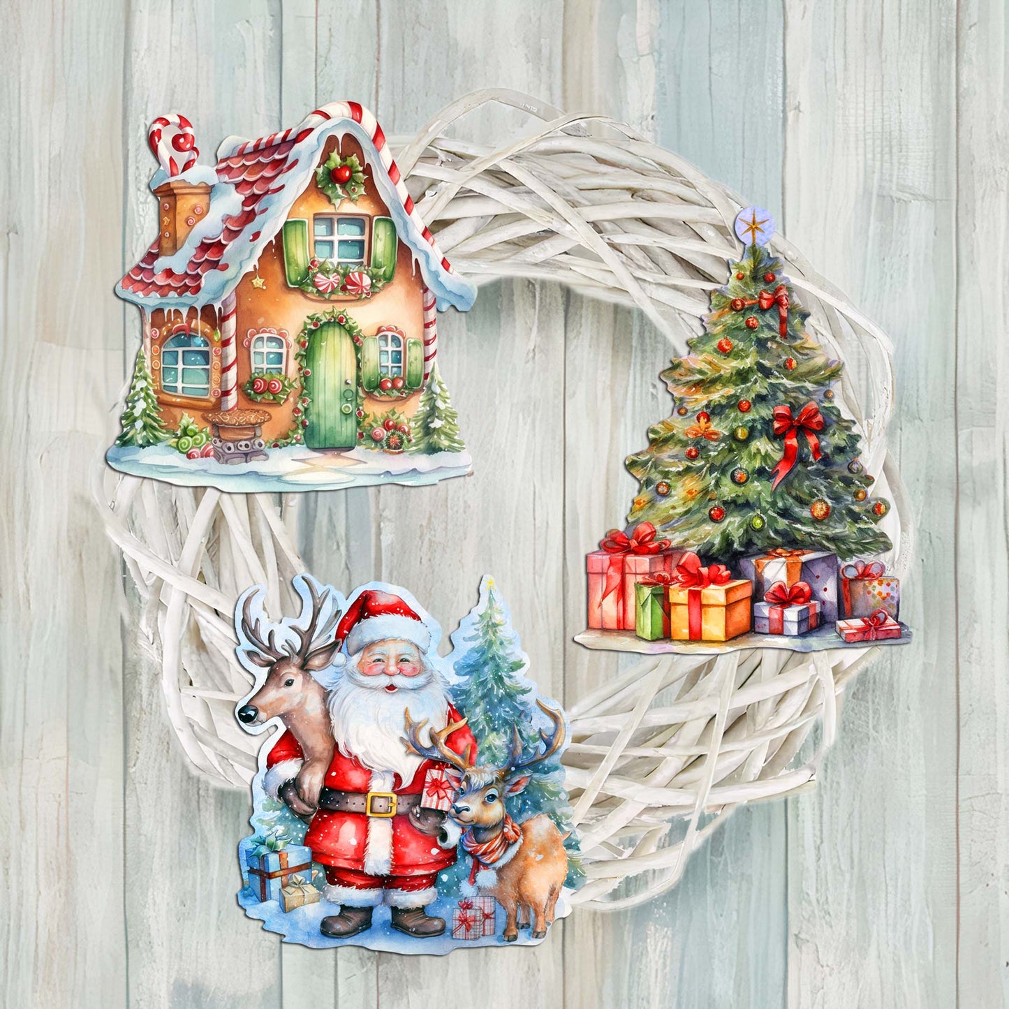 Christmas Is Here Decorative Wooden Clip-on Ornaments Set of 3 by G. Debrekht - Christmas Decor - 8091028C-S3