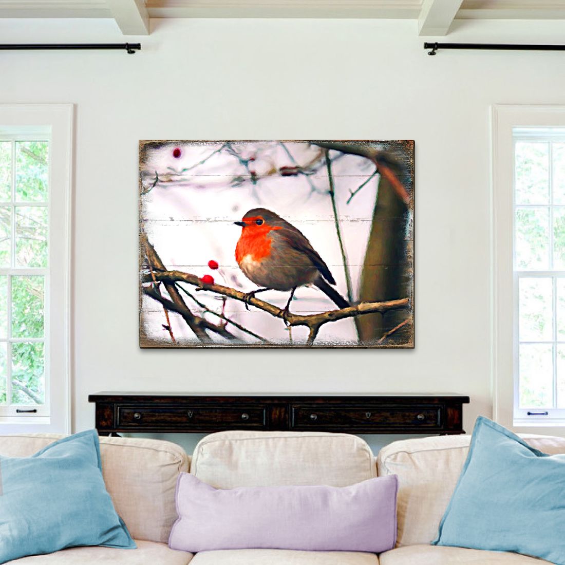 Amena Bird Wooden Coastal Wall Art by Nature Wonders - Coastal Sea-Life Decor - 95286B