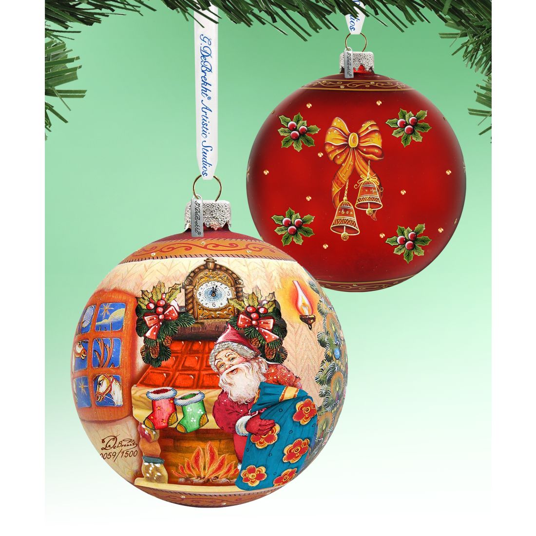 Christmas Night Ball Glass Ornament Limited Edition by G. DeBrekht - Christmas Santa Snowman Decor - 73851