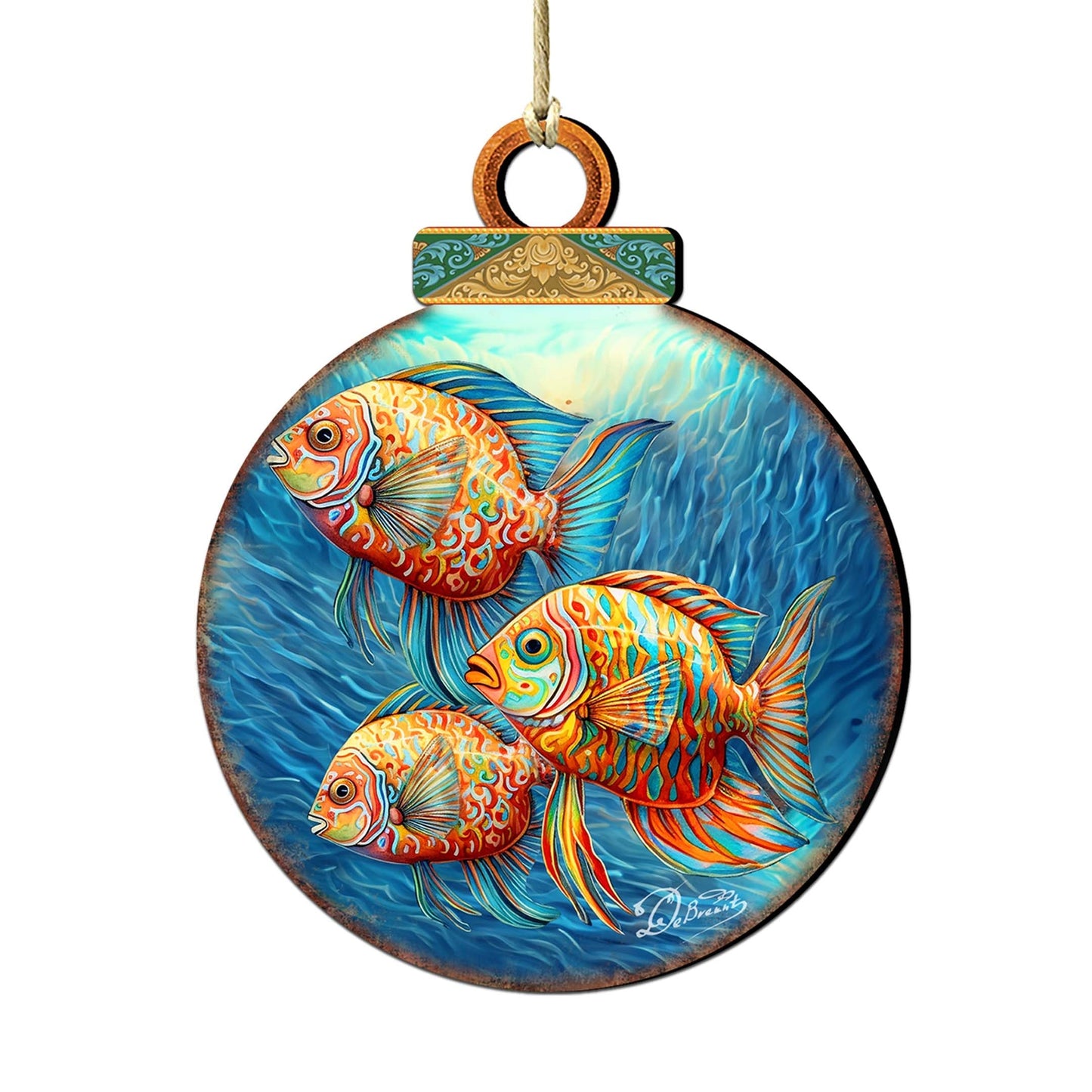 Beach Themed Ornaments - Rainbow Fish Wooden Ornaments by G.Debrekht Coastal Holiday Decor - 8688178