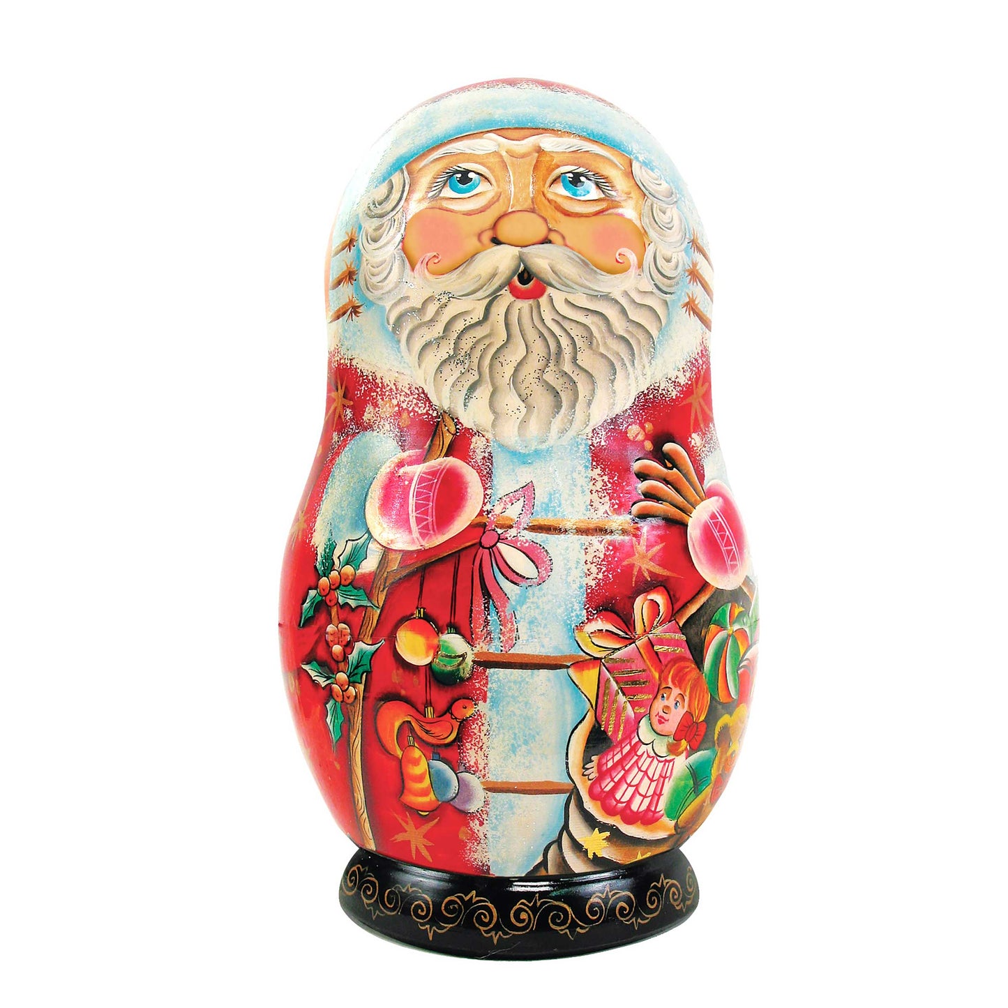 Gift Santa Nesting Doll Wooden Ornaments by G. DeBrekht - Christmas Santa Snowman Decor - 8110712