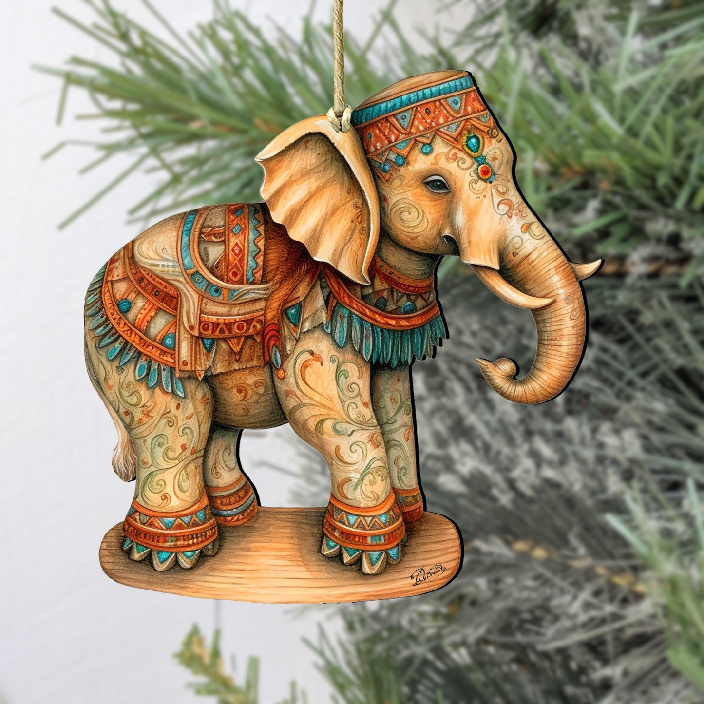 Carousel Elephant Wooden Ornaments by G. Debrekht - Christmas Decor - 8100192-2