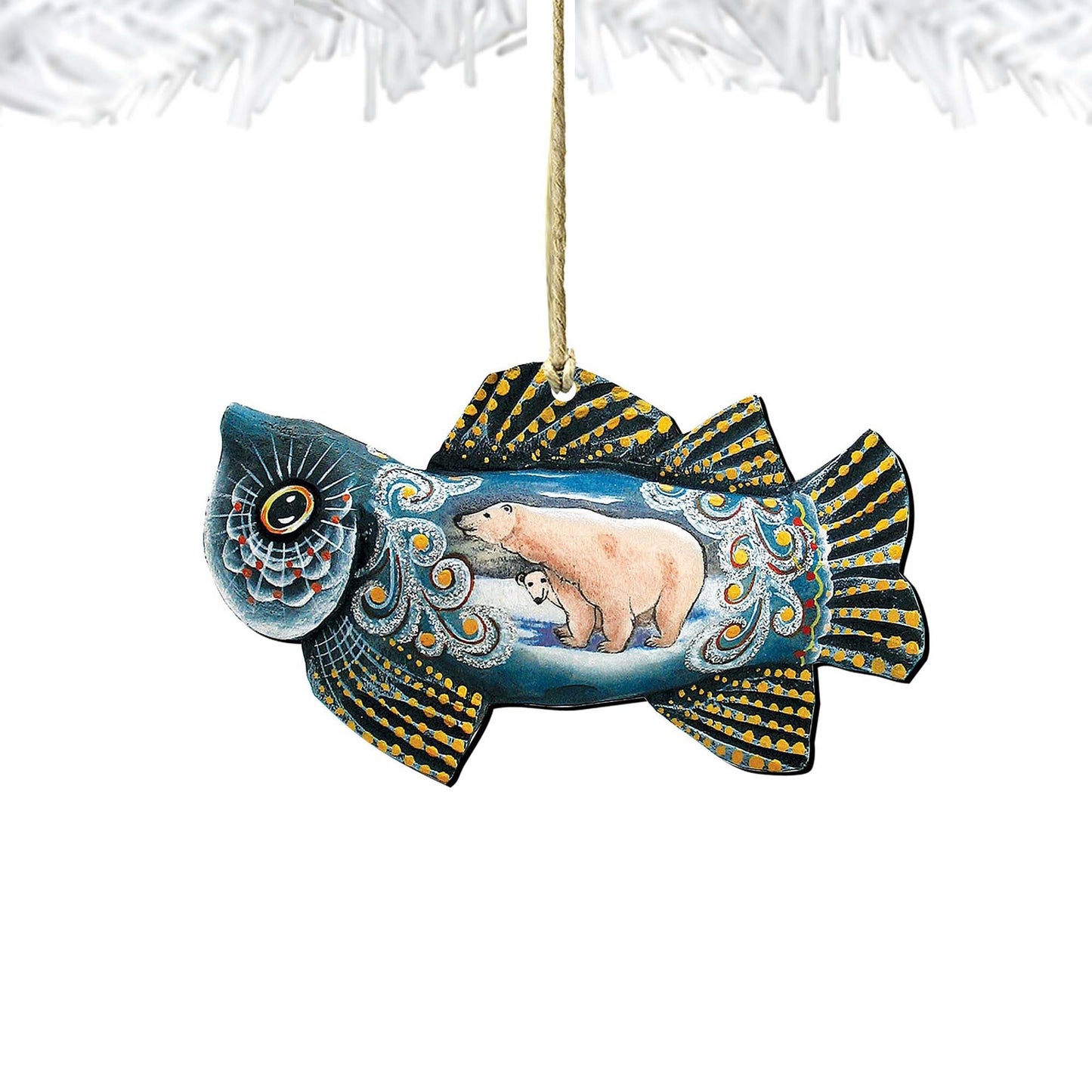 Frosty Fish Christmas Wooden Ornaments by G. DeBrekht - Coastal Holiday Decor - 8126141