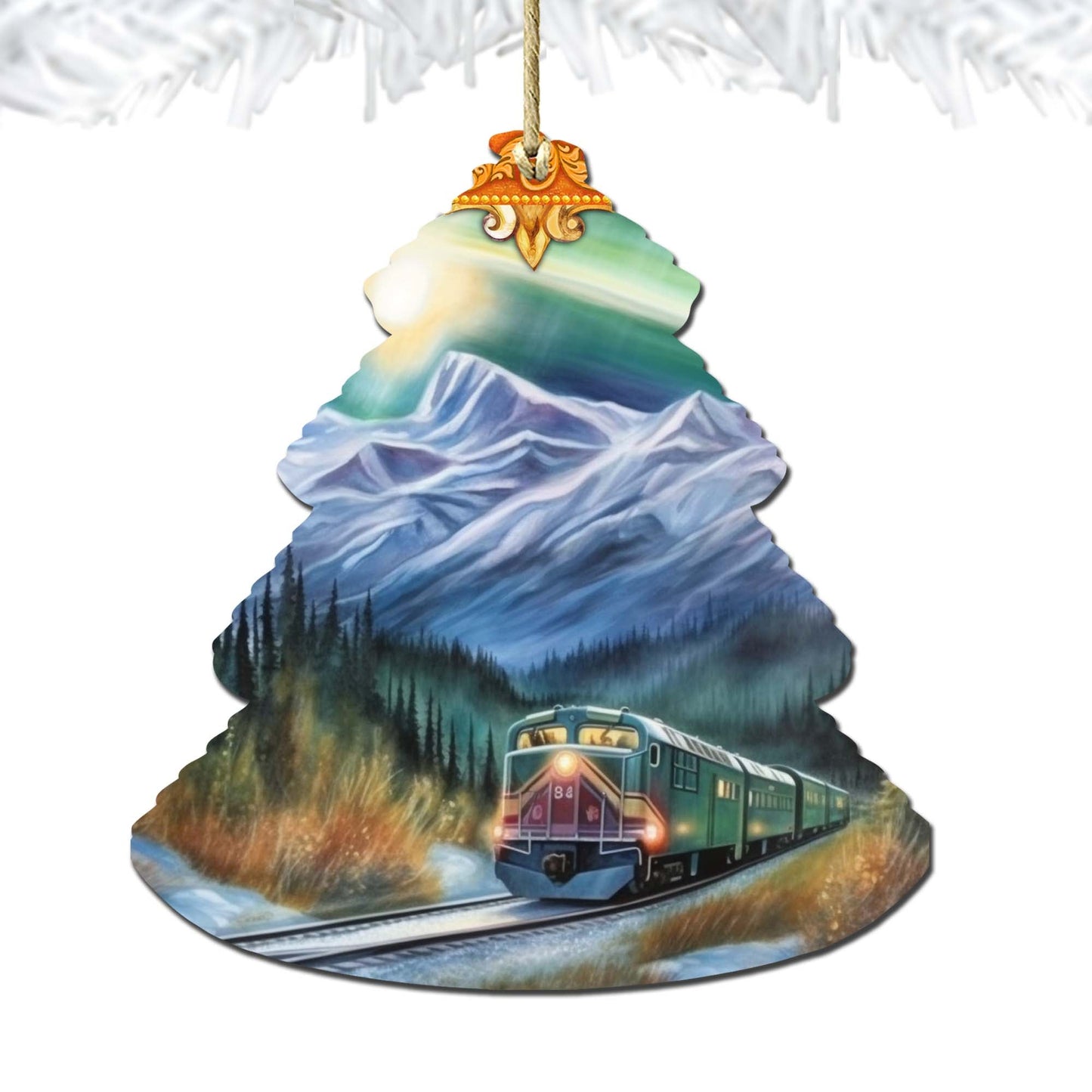 Arctic Aurora Express Tree Wooden Ornaments by G.Debrekht - Wildlife Holiday Decor - 870001