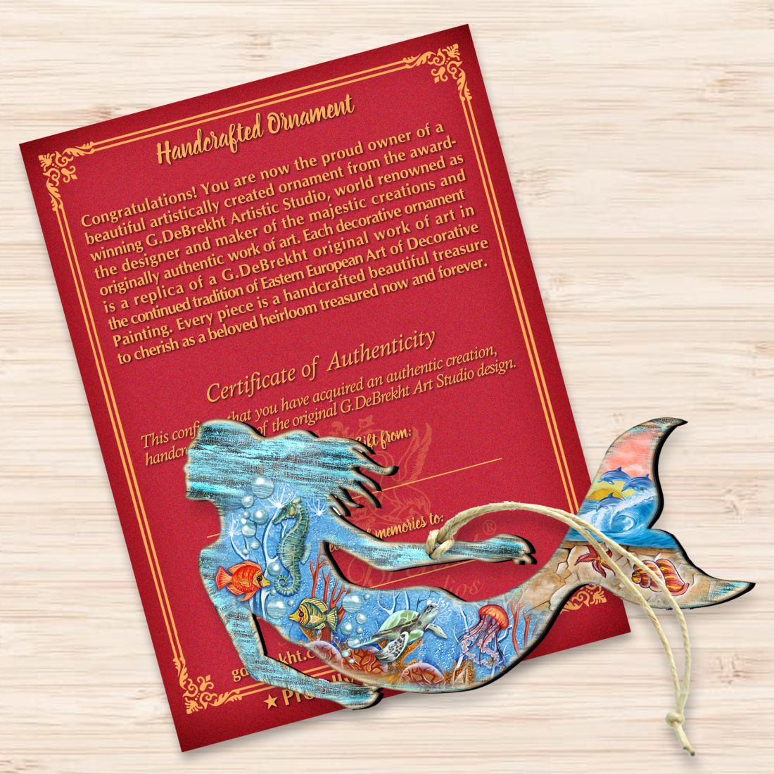 Sea World Mermaid Wooden Ornaments by G. DeBrekht - Coastal Holiday Decor - 81985142