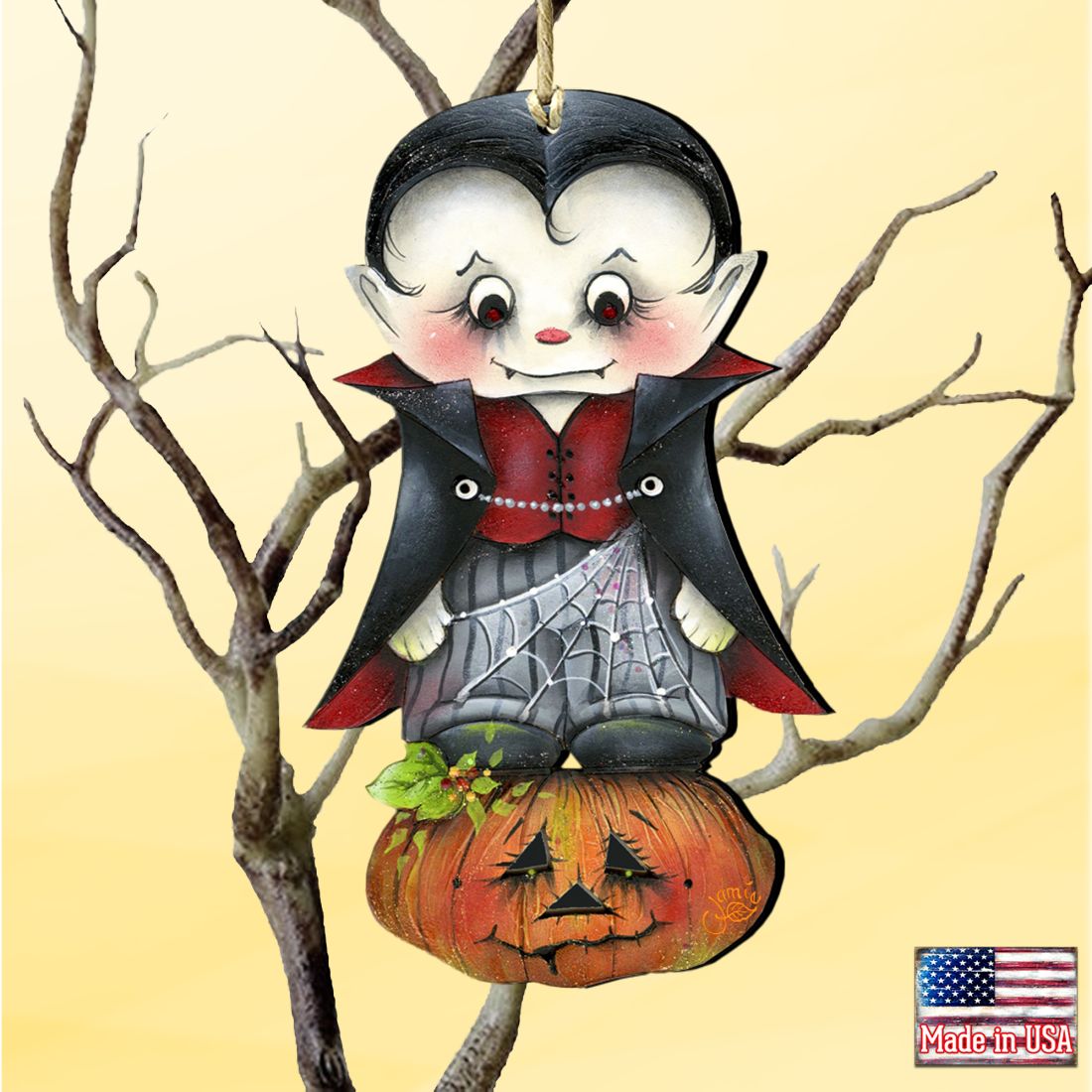 Dracula Wooden Ornaments Halloween by Jamie Mills-Price - Thanksgiving Halloween Decor - 8457401
