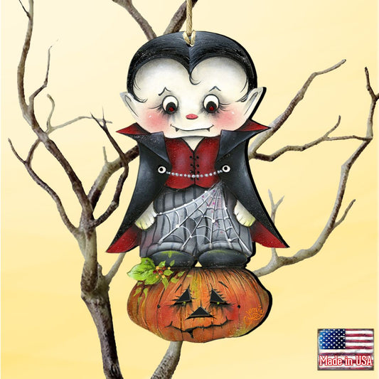 Dracula Wooden Ornaments Halloween by Jamie Mills-Price - Thanksgiving Halloween Decor - 8457401