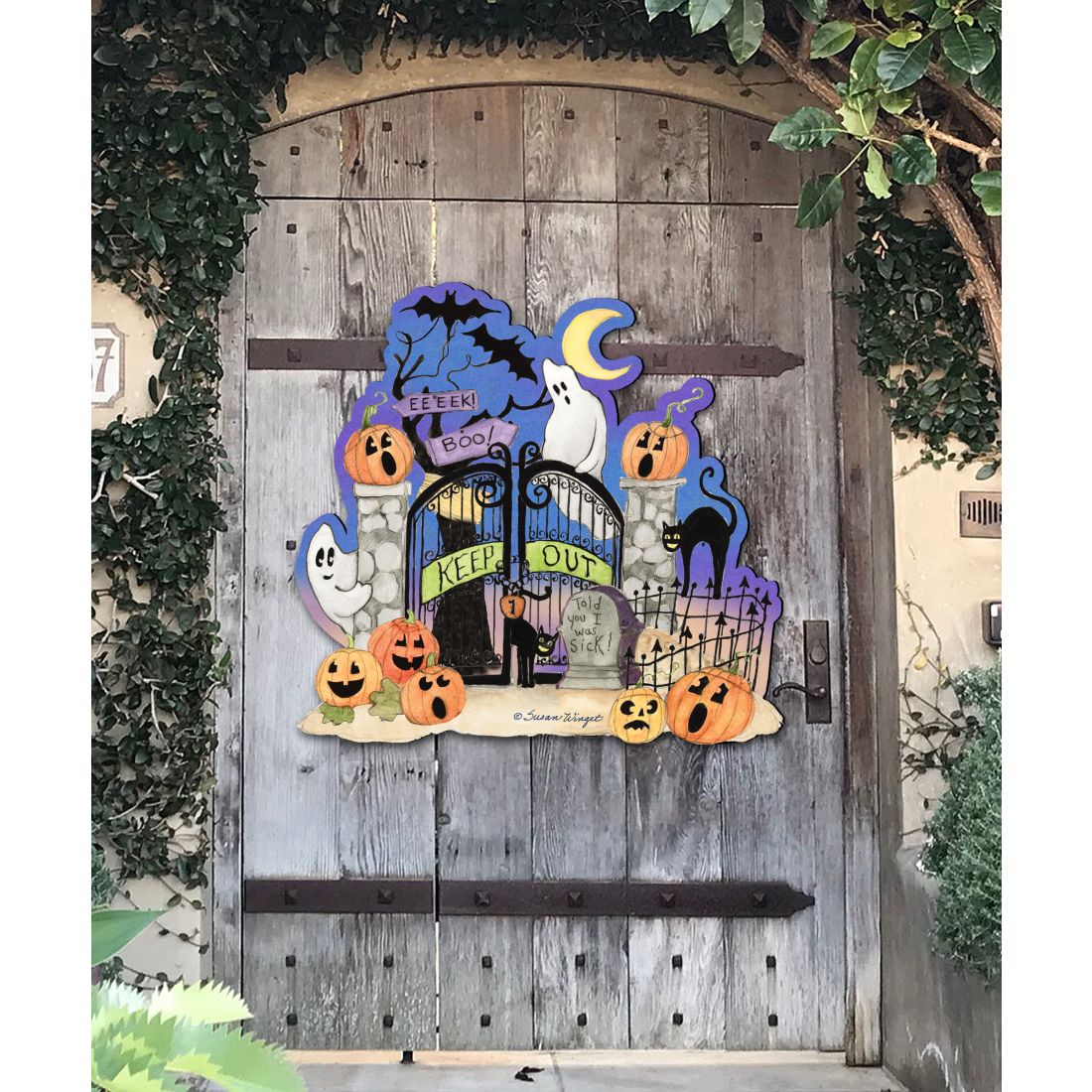 Halloween Scene Door Decor by Susan Winget - Thanksgiving Themed Halloween Decor - 8471205H-SW