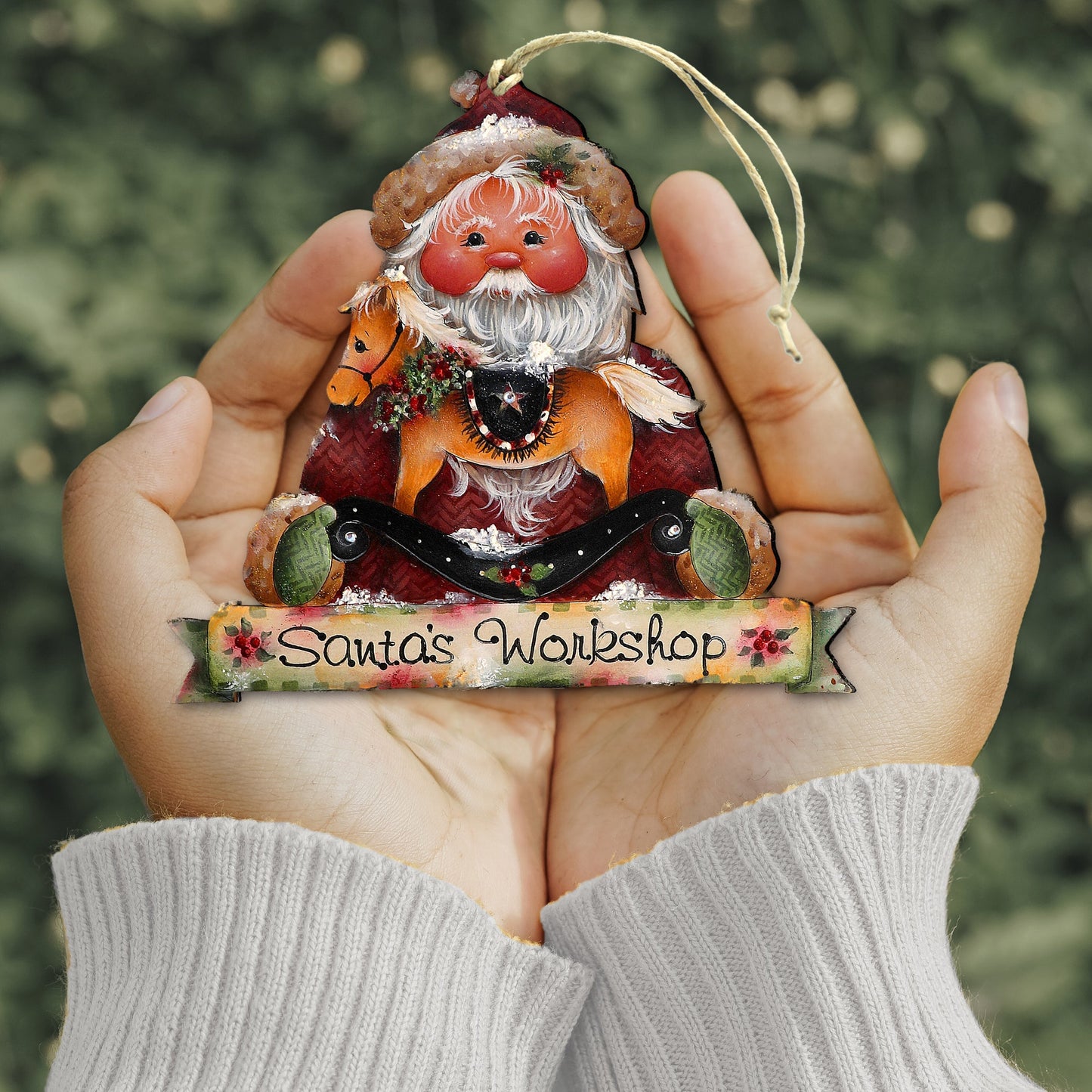 Santa's Workshop Wooden Ornaments by Jamie Mills-Price Christmas Santa Snowman Decor - 8611068-2-MP
