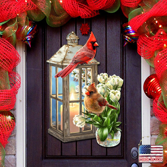Lantern Cardinals Holiday Door Decor by D. Gelsinger - Christmas Decor - 8461057H-DG
