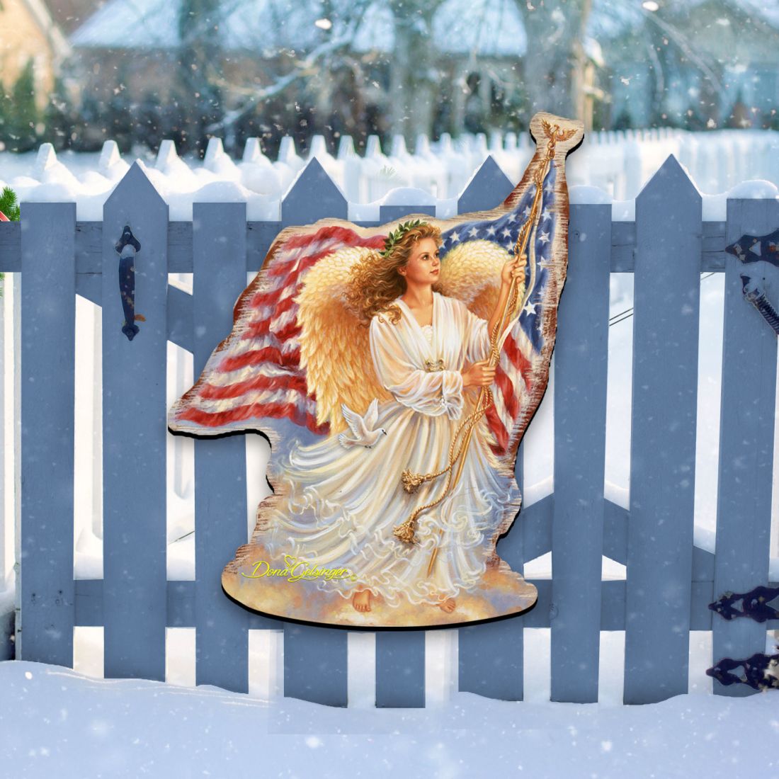 American Freedom Angel Holiday Door Decor by D. Gelsinger - American Christmas Decor - 8461021H-0107