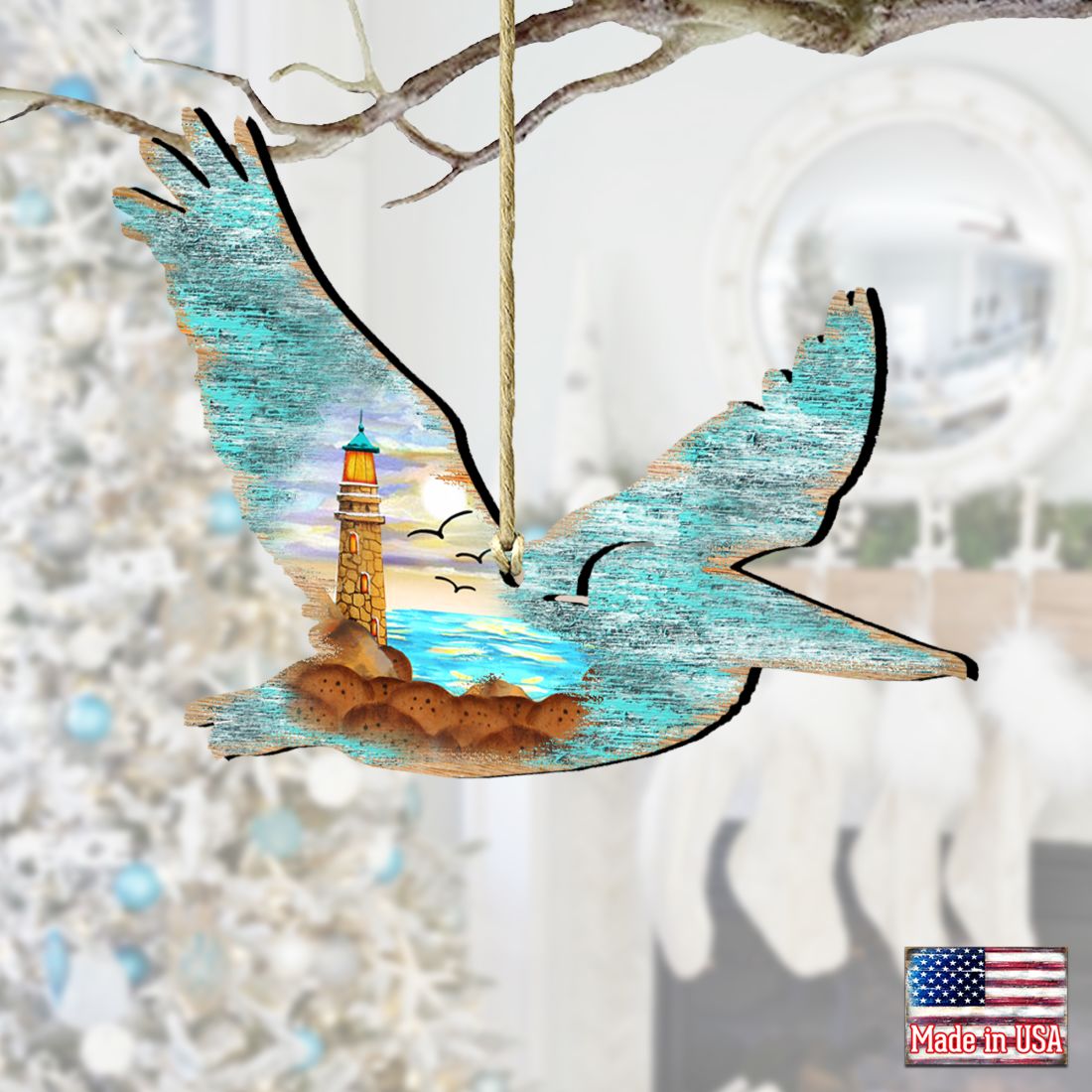 Pelican Wooden Ornaments by G. DeBrekht - Coastal Holiday Decor - 8198611