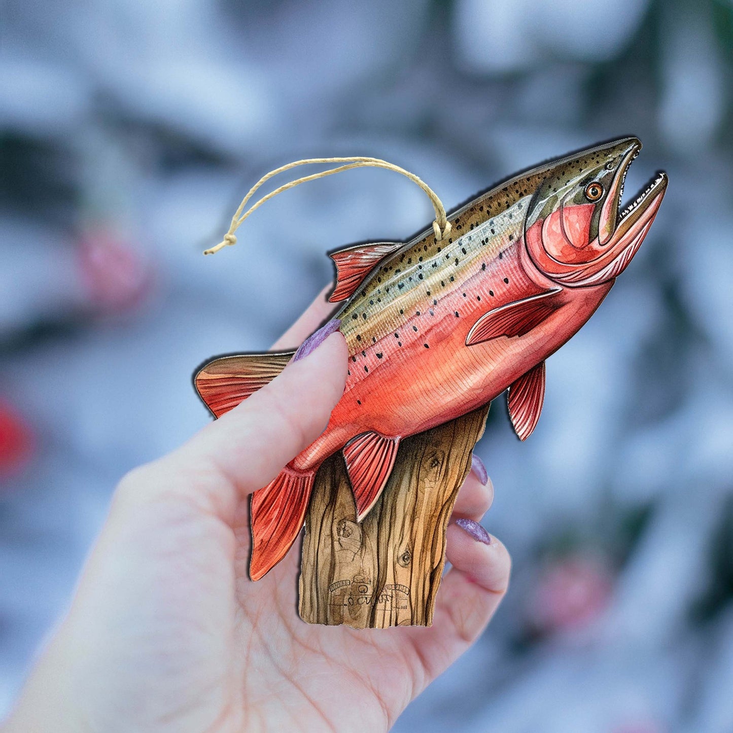 Alaskan Red Sockeye Wooden Ornaments by G.Debrekht - Wildlife Holiday Decor - 8710109-1