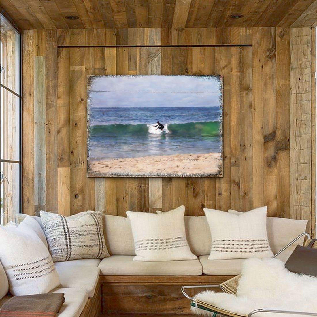 Surfer at the Shore Wooden Coastal Wall Art by Nature Wonders - Coastal Sea-Life Decor - 95227-2B