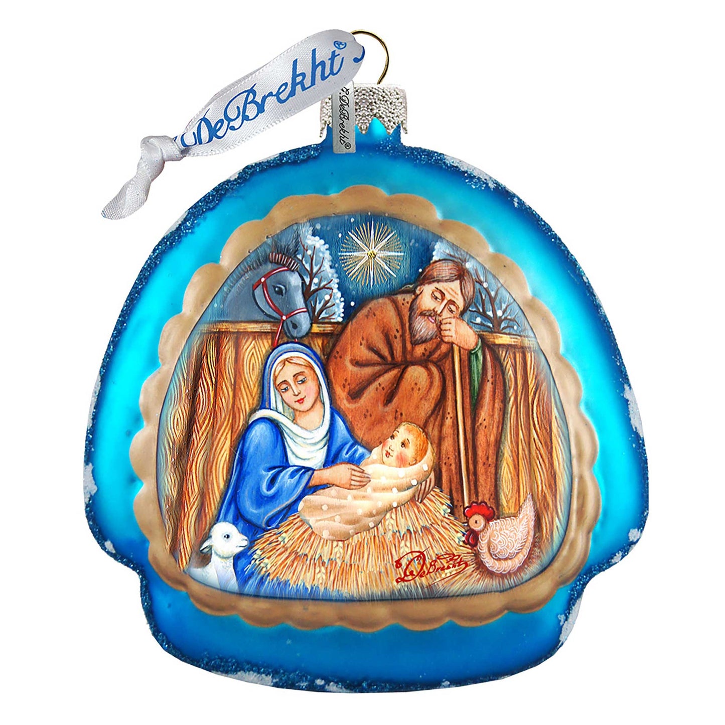 Manger Nativity Glass Ornament by G. DeBrekht - Nativity Holiday Décor - 756-013