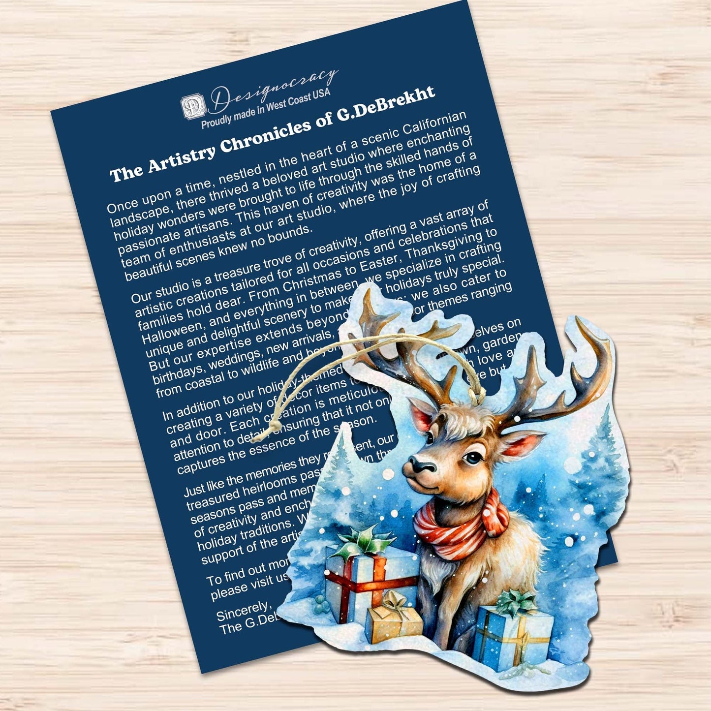 Christmas Is Here Decorative Wooden Ornaments Set of 3 by G. Debrekht - Christmas Decor - 8091028-S3