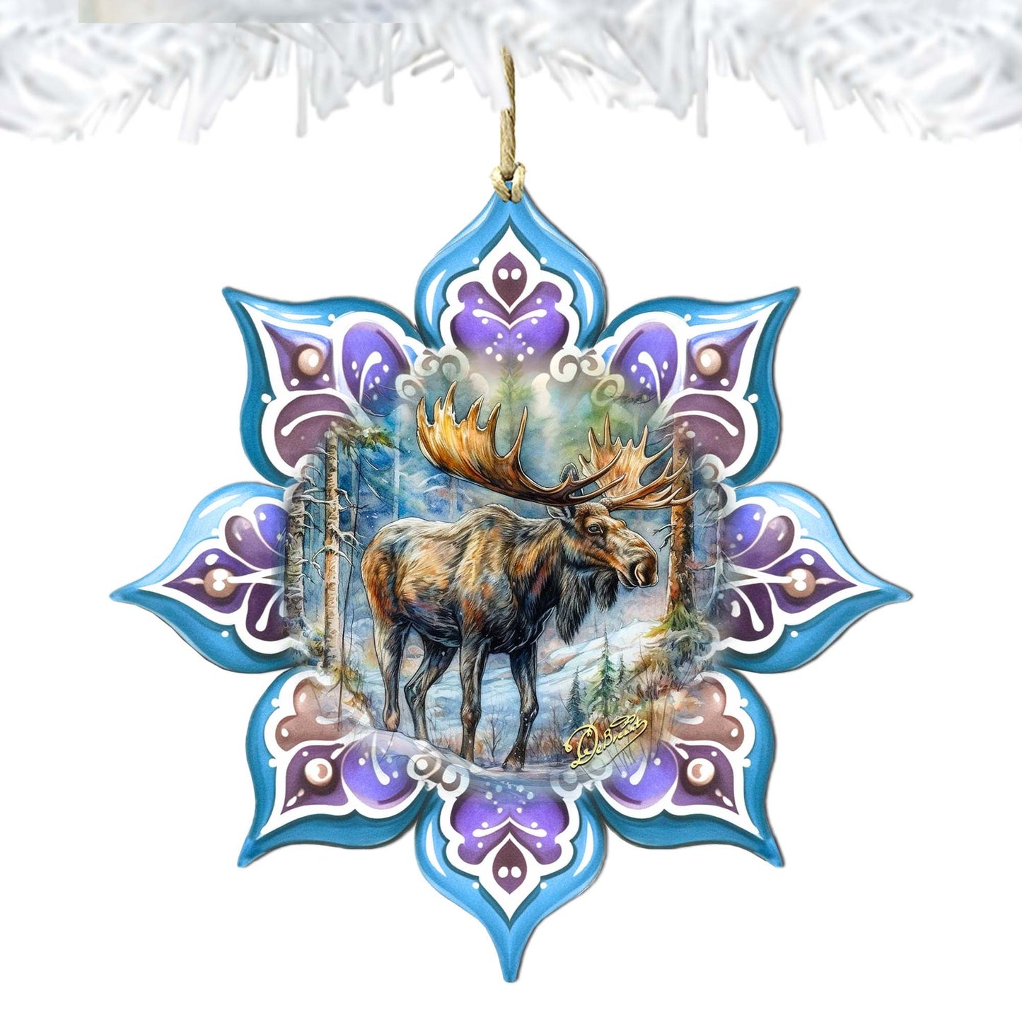 Moose Snowflake Wooden Ornaments by G. Debrekht - Nature Wildlife Decor - 8688414