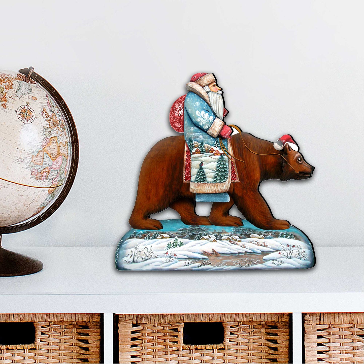 Santa On Grizzly Bear Christmas Door Decor by G. DeBrekht - Christmas Santa Snowman Decor - 8151128H