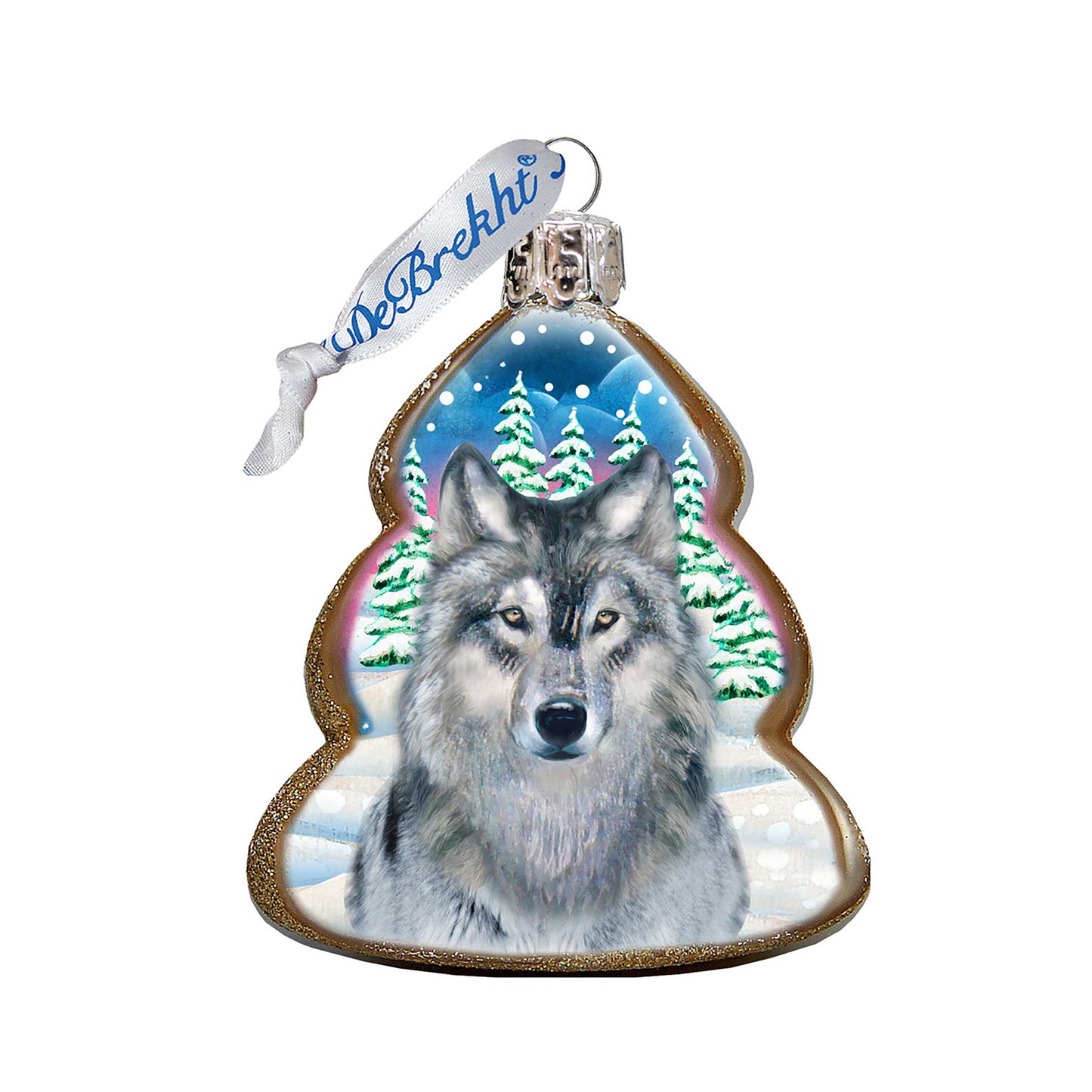 Wolf Face Wilderness Mercury Glass Ornament by G. DeBrekht - Wildlife Holiday Decor - 771031