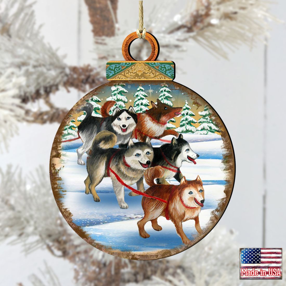 Husky Ball Wooden Ornaments by G. DeBrekht - Christmas Decor - 8025378