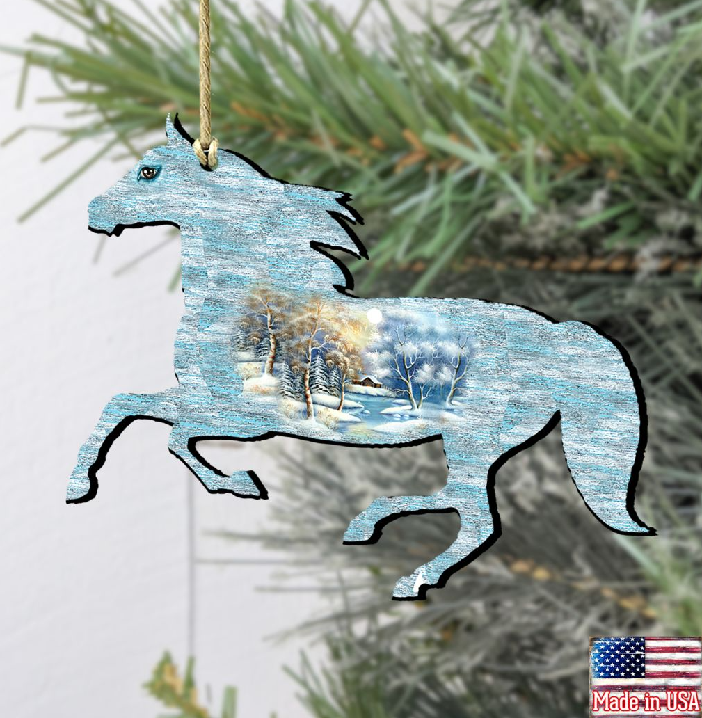 Running Horse Wooden Ornaments by G. DeBrekht - Wildlife Holiday Decor - 8198152