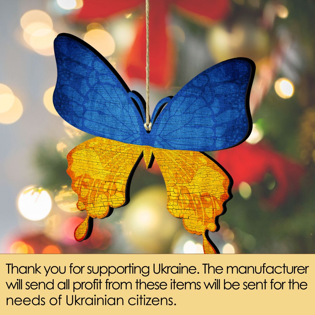 Ukraine Butterfly Wooden Ornaments - International Decor - 8187128