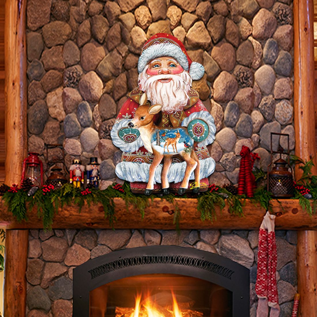 Holiday Fawn Decorative Christmas Door Decor by G. DeBrekht - Christmas Santa Snowman Decor - 8118081H