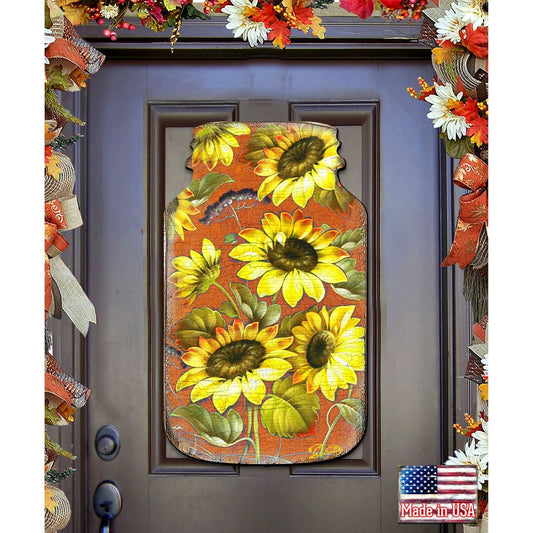Sunflower Mason Jar Halloween Door Decor by G. DeBrekht - Thanksgiving Halloween Decor - 8158906H