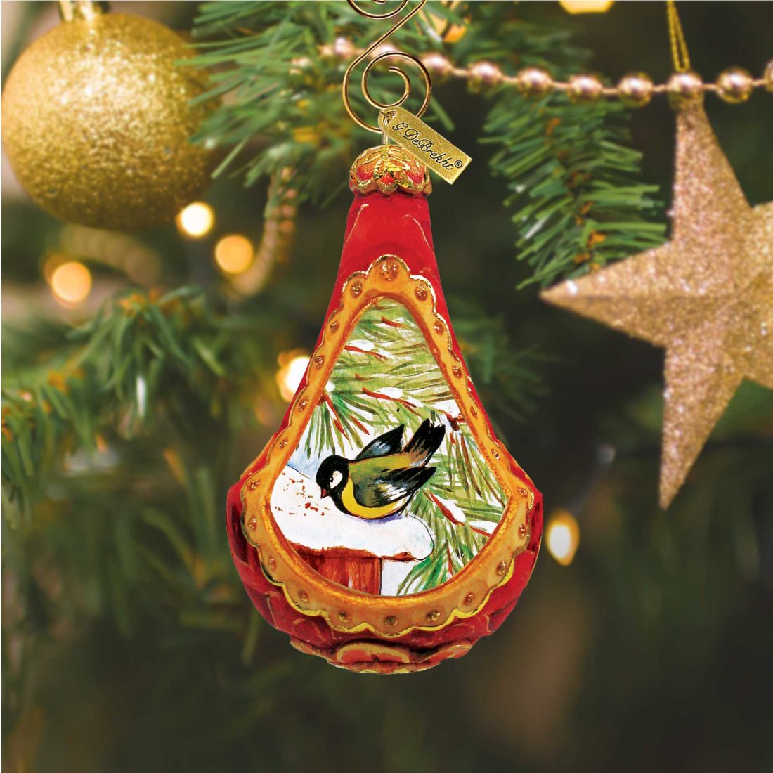 Goldfinch Sculpted Hand-Painted Christmas Ornament by G. DeBrekht - Wildlife Holiday Decor - 622332