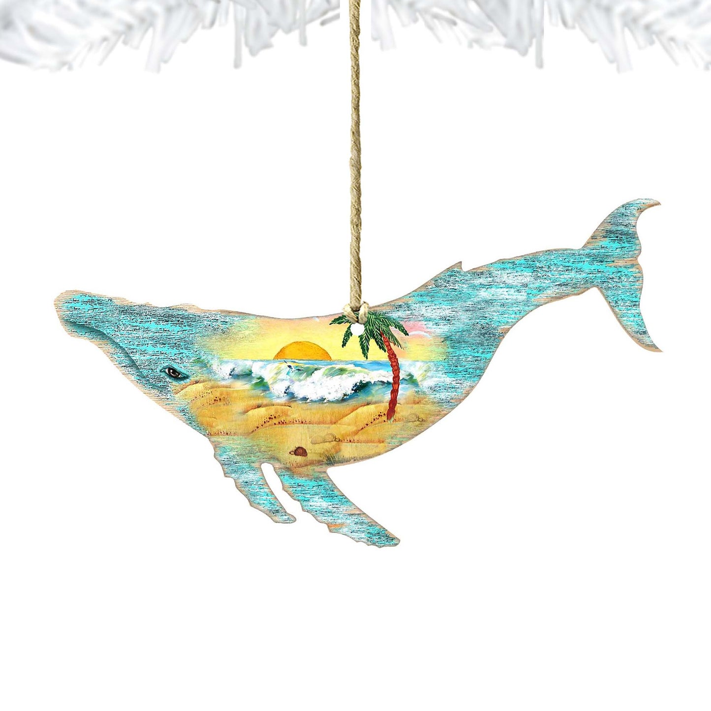 Rustic Humpback Whale Wooden Ornaments by G. DeBrekht - Coastal Holiday Decor - 8198516-2