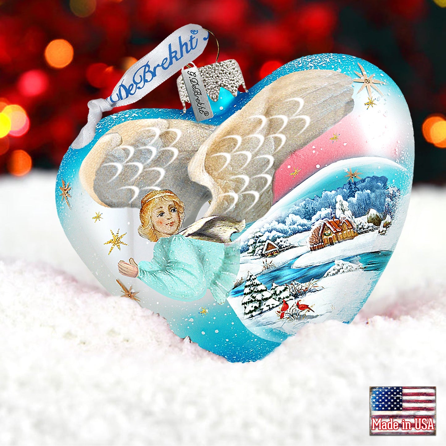 Angel Heart Glass Ornament by G. DeBrekht - Nativity Holiday Décor - 73163