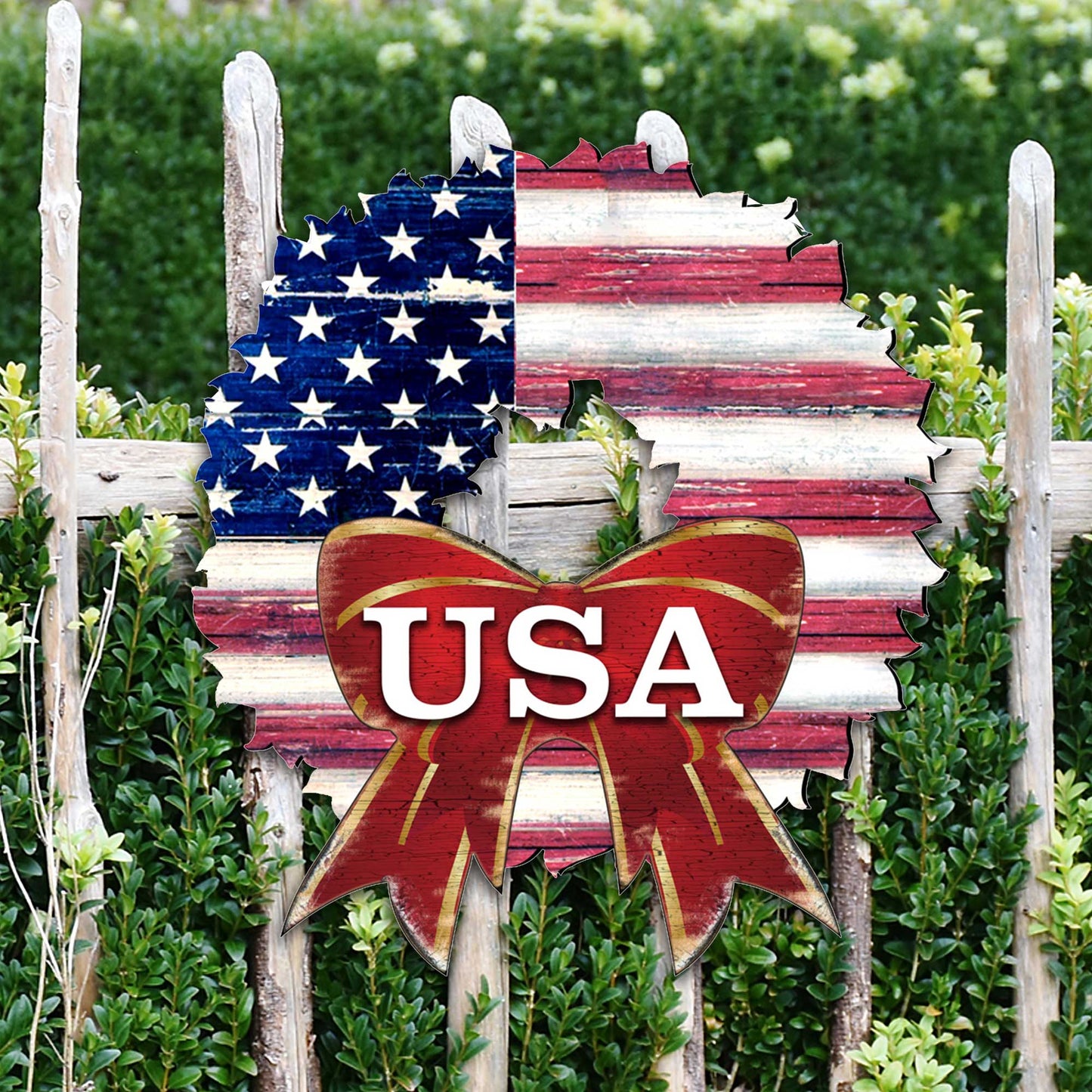 USA American Flag Wreath Holiday Door Decor by G. DeBrekht - American Christmas Decor - 8185302H-USA