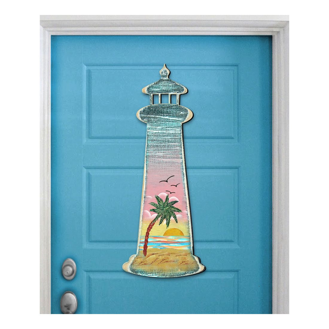 Lighthouse Palm Tree Coastal Door Decor by G. DeBrekht - Coastal Holiday Decor - 8198526H