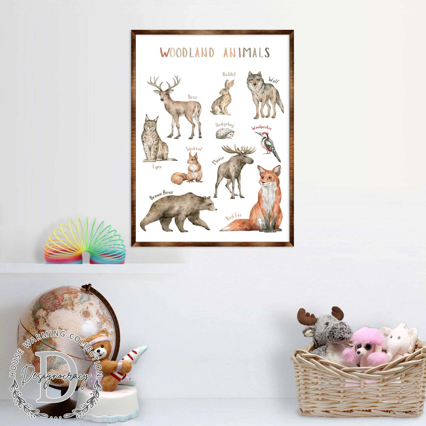 Woodland Animals Kids Room Decor - Montessori Wooden Poster - Homeschool I Educational Poster - Classroom Decor - Playroom Art - 310220