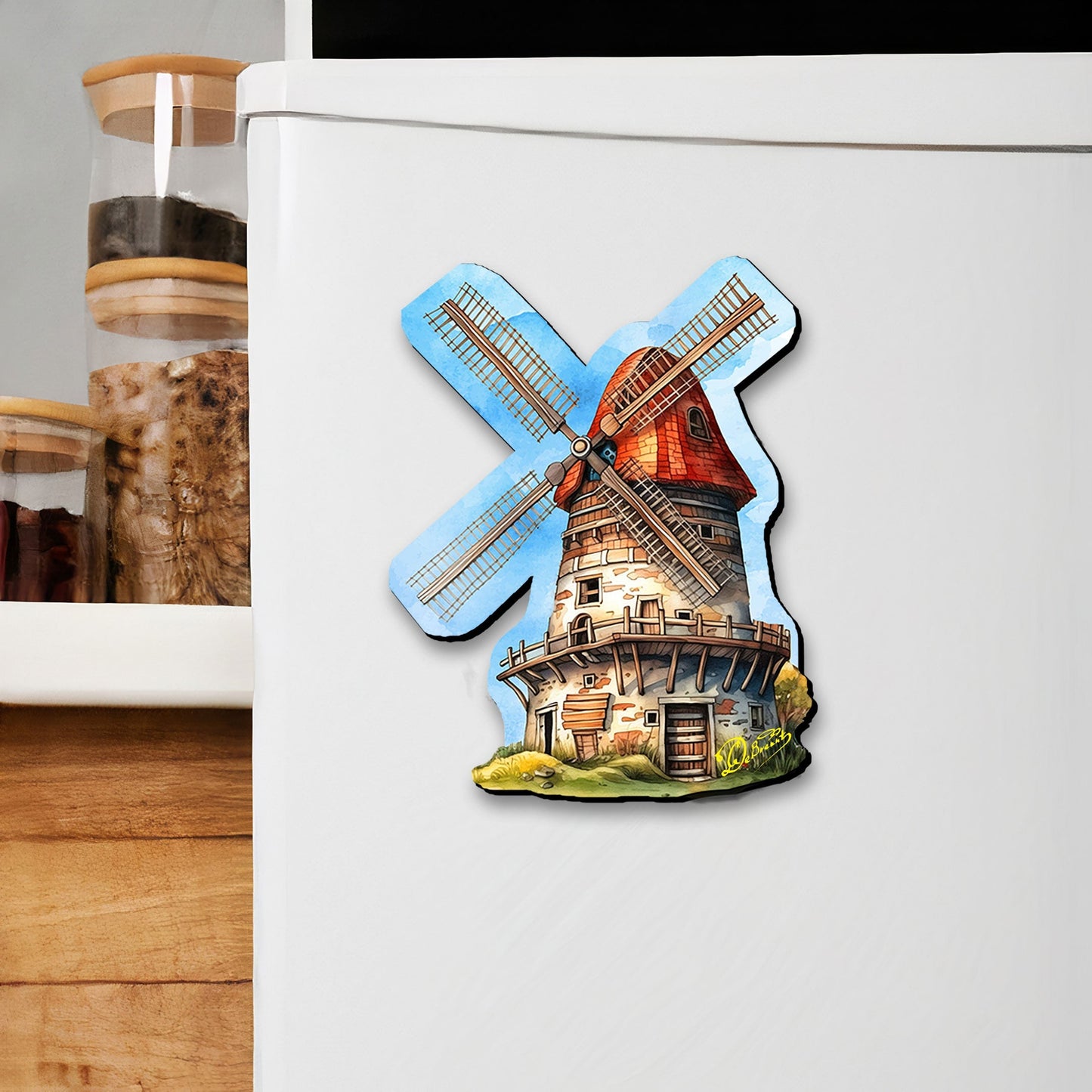 Windmills Decorative Wooden Magnets Set of 6 by G. Debrekht - Love Family Decor - 8090074G-S6