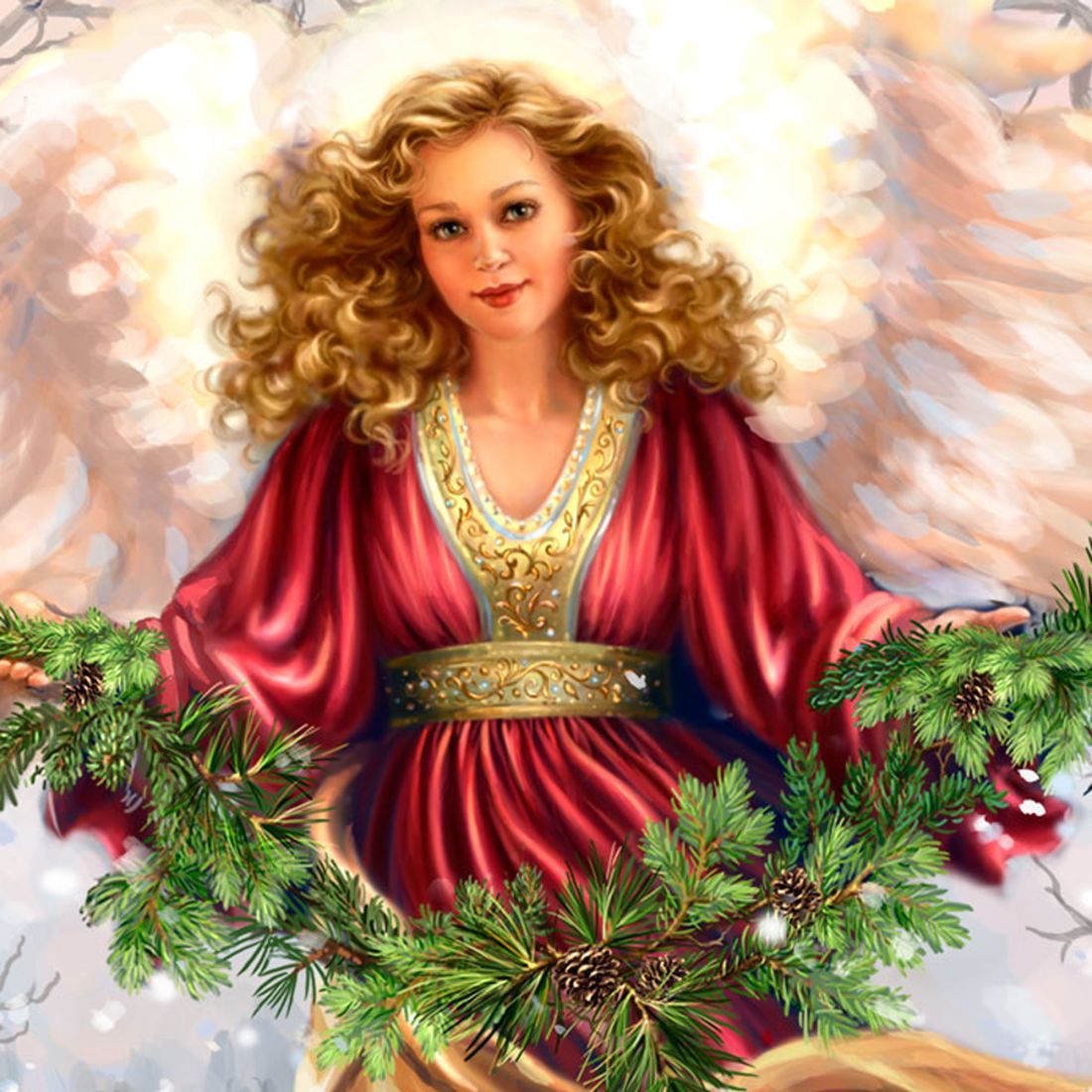 Snowfall Angel Art Wooden Wall Art by D. Gelsinger - Nativity Holiday Decor - 95681B-DG