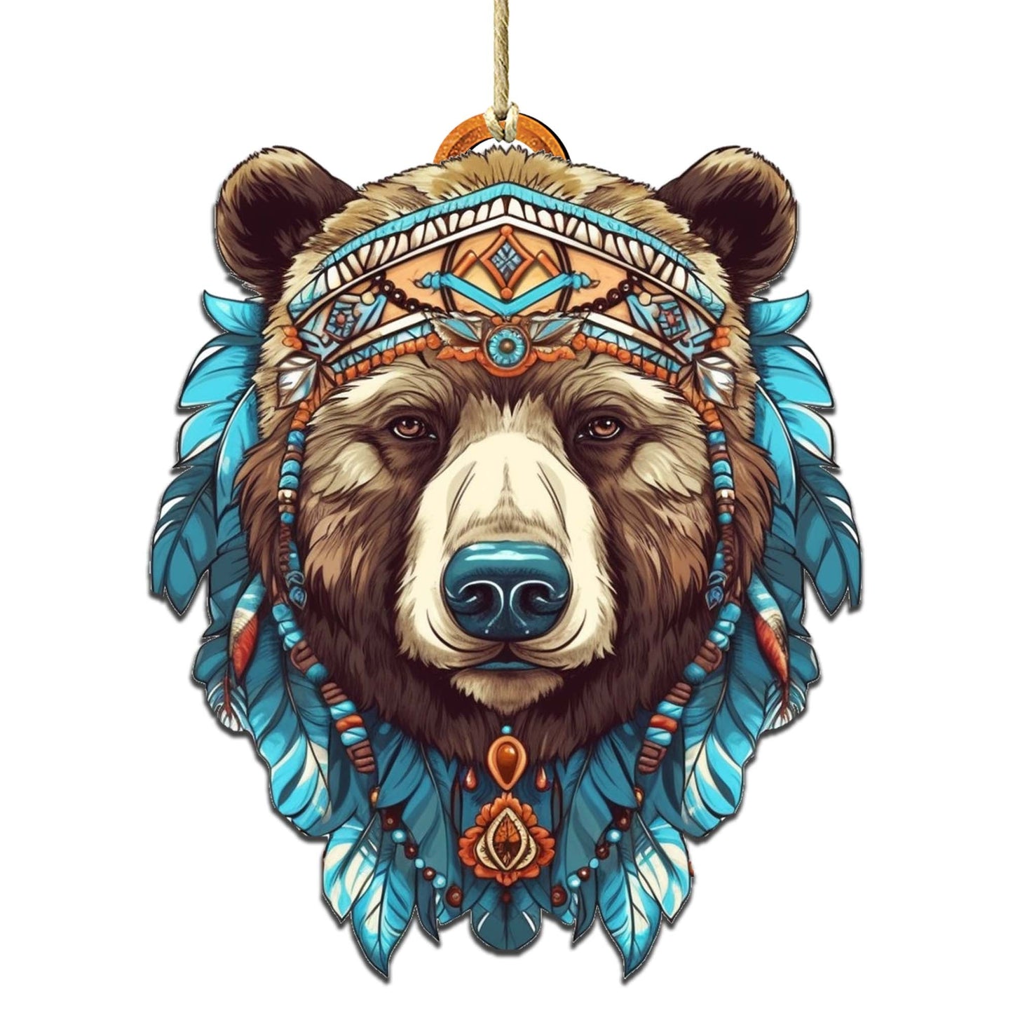 Mysterious Bear Face Wooden Ornaments by G.Debrekht - Wildlife Holiday Decor - 8710124-2