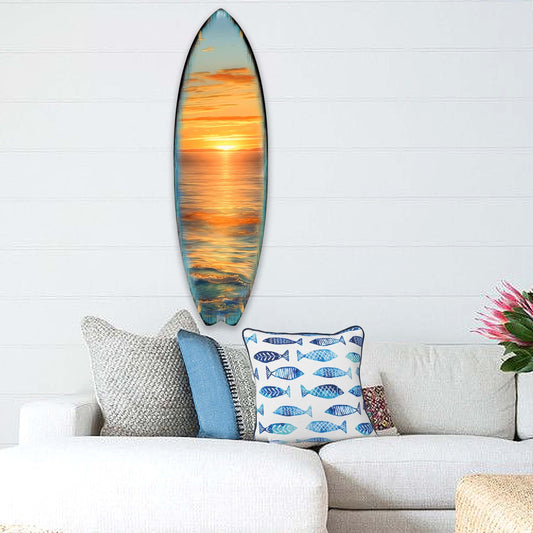 Golden Waves Surfboard Coastal Wall Art by G. DeBrekht - Coastal Holiday Decor - 8490134HS